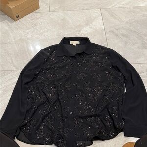 Michael Koers Black Sequin Button-Up Shirt